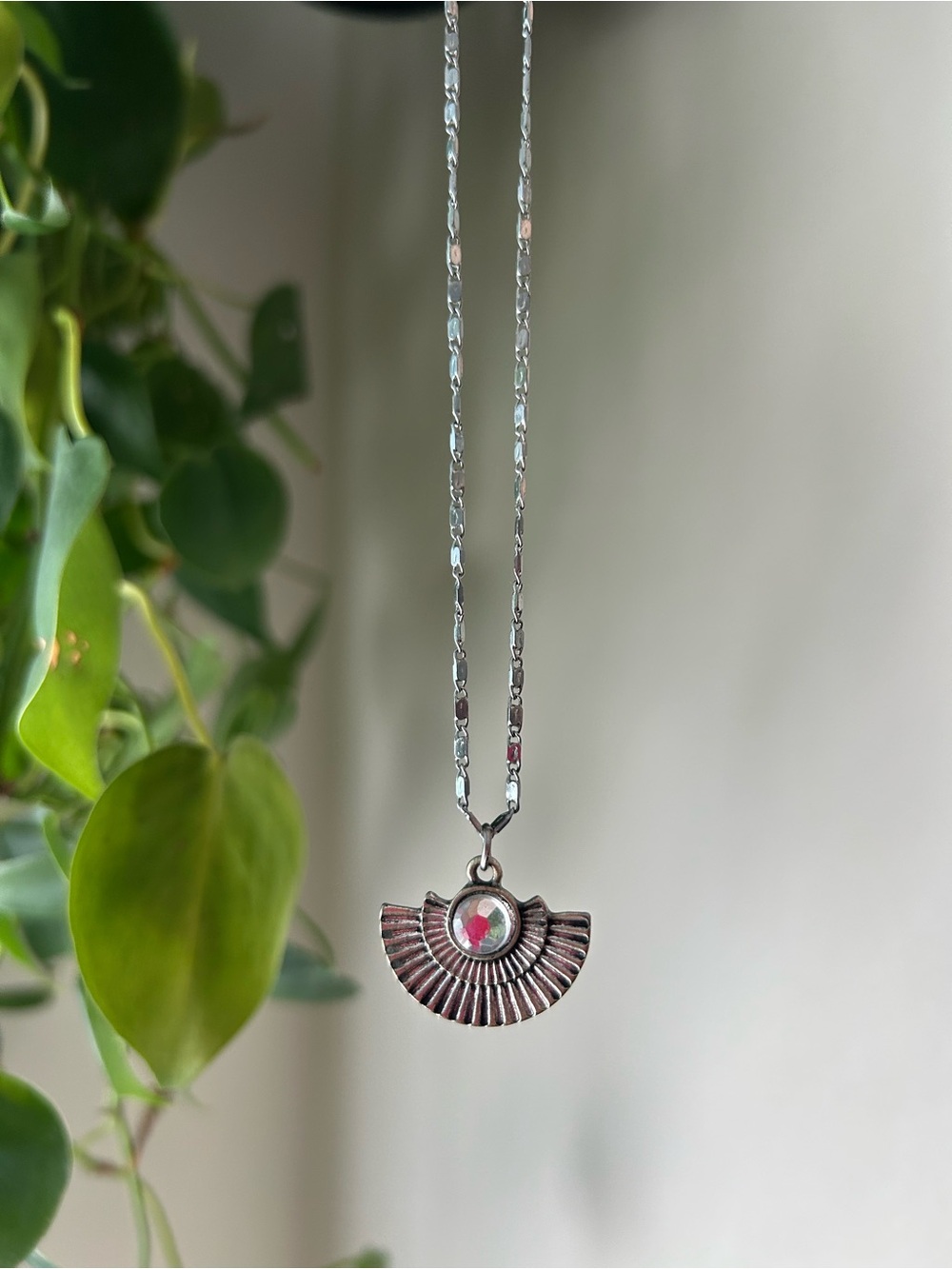 5/$20 Silver-Tone Sunburst Pendant Necklace with Rhinestone